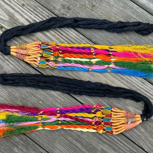 Paranda Hair Accessory Black with Multi color Traditional Hair Paranda Lot of 2 main image 8